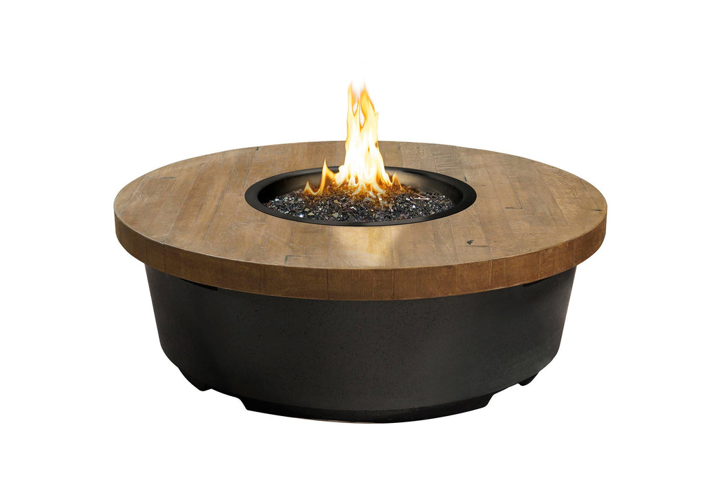 American Fyre Designs Contempo Round Reclaimed Wood Fire Table