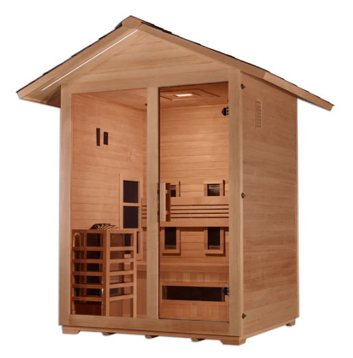 Golden Designs | "Carinthia" 3 Person Hybrid Outdoor Steam Sauna -  Canadian Hemlock