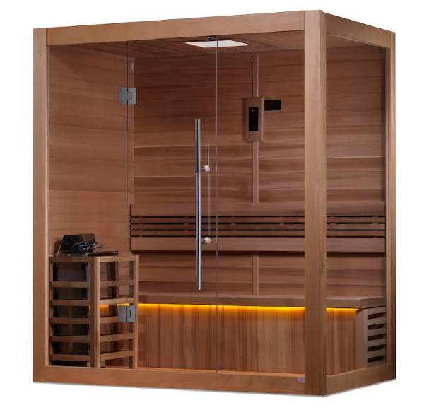 Golden Designs | Forssa Edition 3 Person Indoor Traditional Steam Sauna (GDI-7203-01) - Canadian Red Cedar Interior