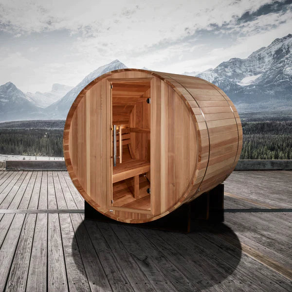 Golden Designs | St. Moritz 2 Person Barrel Traditional Steam Sauna -  Pacific Cedar