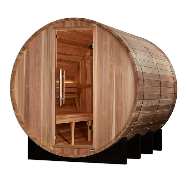 Golden Designs | Klosters 6 Person Barrel Traditional Steam Sauna -  Pacific Cedar