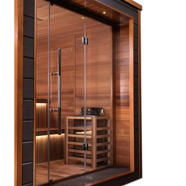 Golden Designs |  Narvik 2 Person Outdoor-Indoor Traditional Steam Sauna (GDI-8202-01) - Canadian Red Cedar Interior