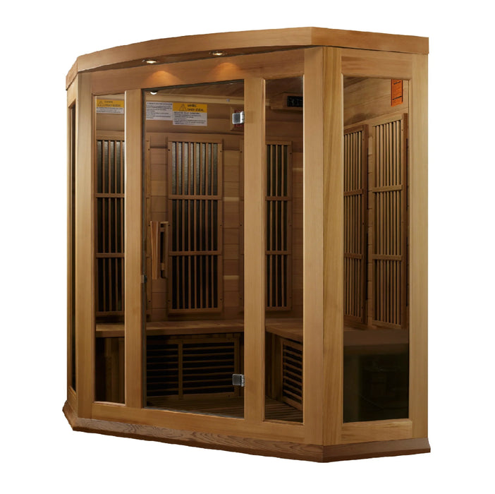 Maxxus 3-Person Corner Low EMF (Under 8MG) FAR Infrared Sauna (Canadian Red Cedar)