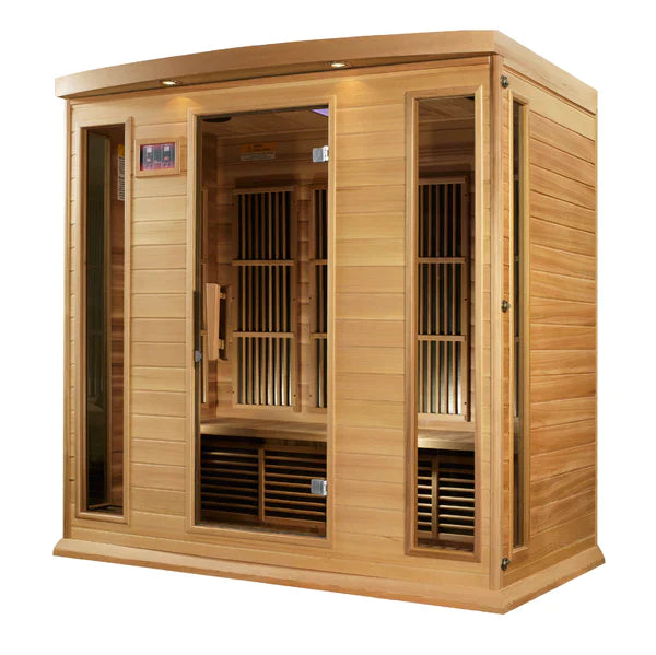 Maxxus 4-Person Corner Near Zero EMF (Under 2MG) FAR Infrared Sauna (Canadian Red Cedar)