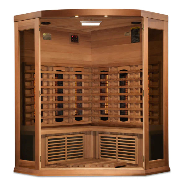 Maxxus 3-Person Corner Full Spectrum  Near Zero EMF (Under 2MG) FAR Infrared Sauna (Canadian Red Cedar)