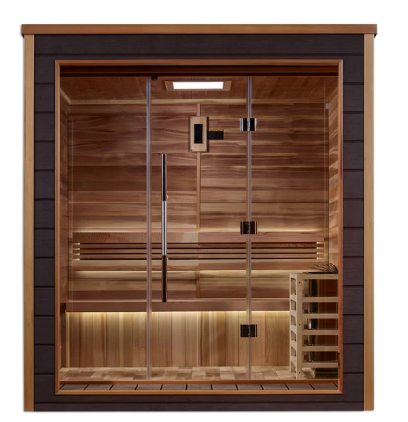 Golden Designs | Drammen 3 Person Outdoor-Indoor Traditional Steam Sauna (GDI-8203-01) - Canadian Red Cedar Interior