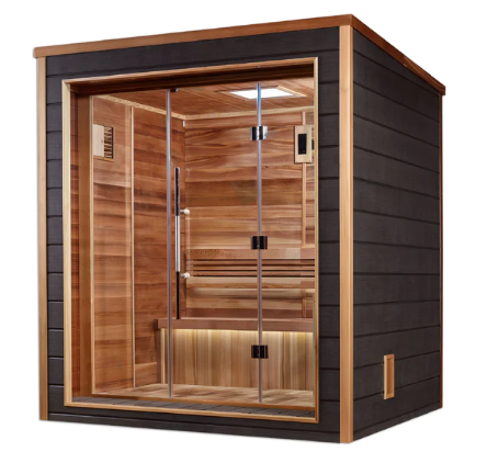 Golden Designs | Drammen 3 Person Outdoor-Indoor Traditional Steam Sauna (GDI-8203-01) - Canadian Red Cedar Interior